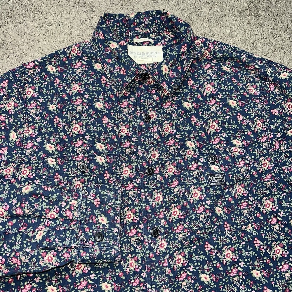 Ralph Lauren Denim & Supply Button Down Shirt Mens Medium Floral Preppy Casual